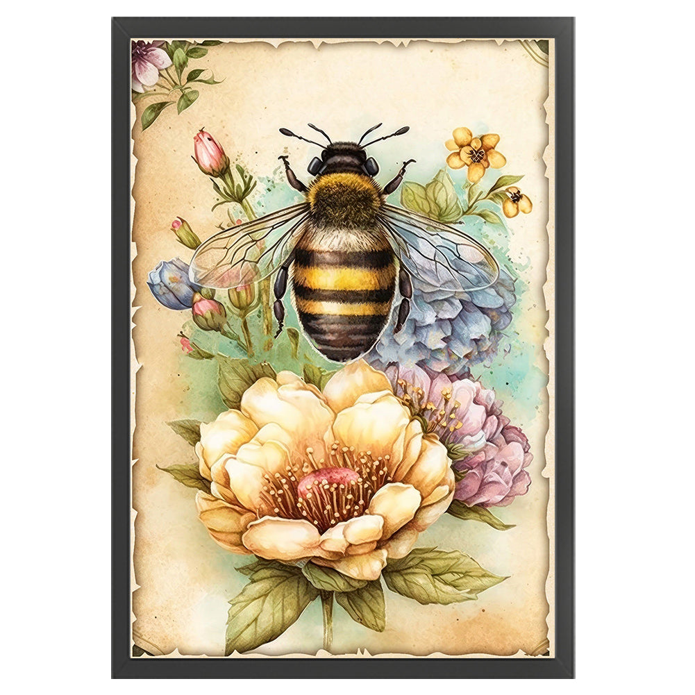 Vintage Poster - Bee Flowers - 11CT Stamped Cross Stitch 40*60CM