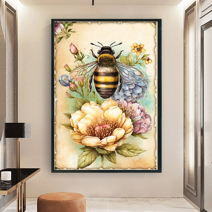 Vintage Poster - Bee Flowers - 11CT Stamped Cross Stitch 40*60CM