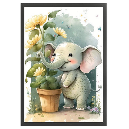 Vintage Poster - Elephant Flowerpot - 11CT Stamped Cross Stitch 40*60CM