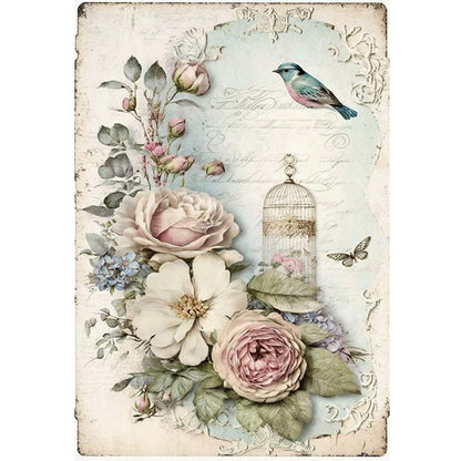 Retro Poster - Bird And Peony Cage - 11CT Stamped Cross Stitch 40*60CM