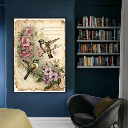 Retro Poster - Hummingbird With Flowers - 11CT Stamped Cross Stitch 40*60CM