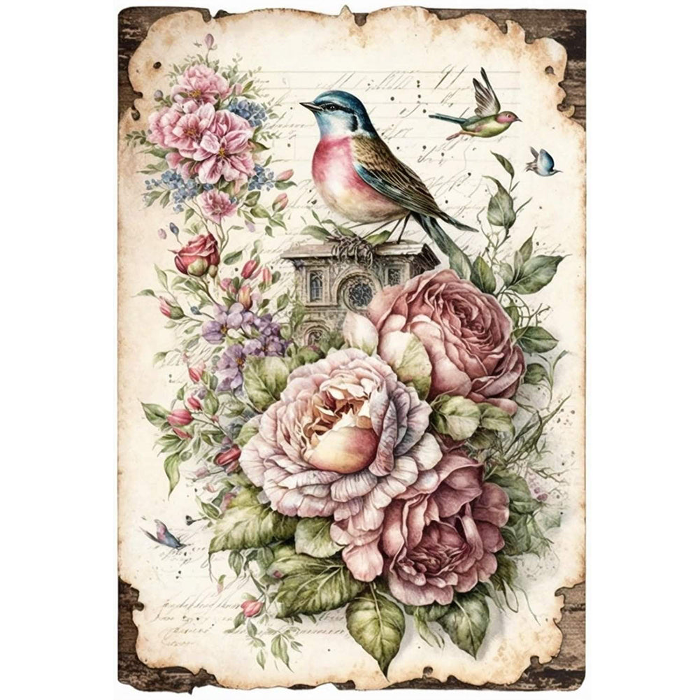 Retro Poster - Birds And Peonies - 11CT Stamped Cross Stitch 40*60CM