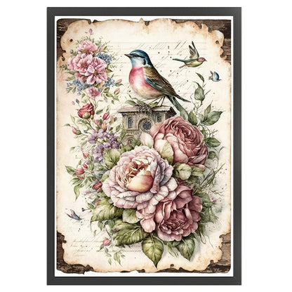 Retro Poster - Birds And Peonies - 11CT Stamped Cross Stitch 40*60CM