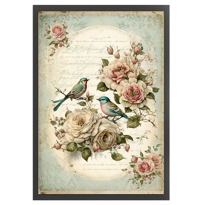 Retro Poster - Birds And Peonies - 11CT Stamped Cross Stitch 40*60CM