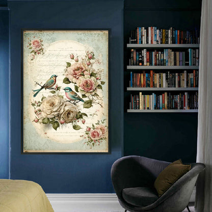 Retro Poster - Birds And Peonies - 11CT Stamped Cross Stitch 40*60CM