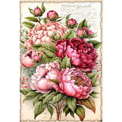 Vintage Poster - Peony Bouquet - 11CT Stamped Cross Stitch 40*60CM