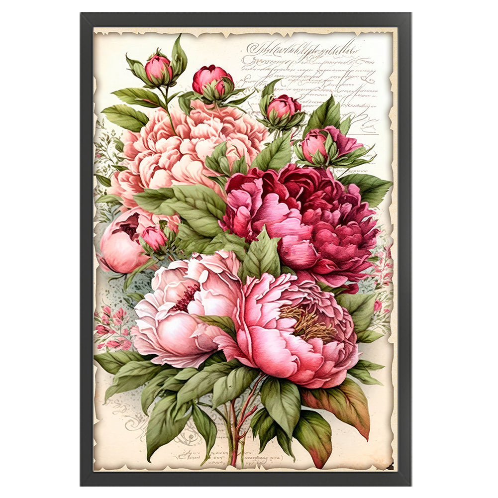 Vintage Poster - Peony Bouquet - 11CT Stamped Cross Stitch 40*60CM