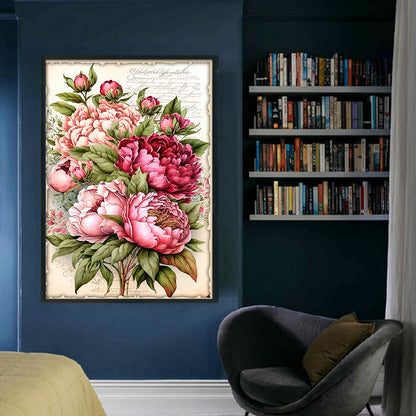 Vintage Poster - Peony Bouquet - 11CT Stamped Cross Stitch 40*60CM