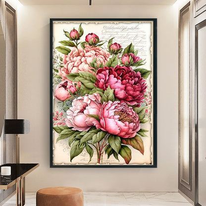 Vintage Poster - Peony Bouquet - 11CT Stamped Cross Stitch 40*60CM