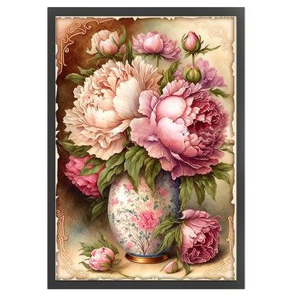 Vintage Poster - Peony Vase - 11CT Stamped Cross Stitch 40*60CM