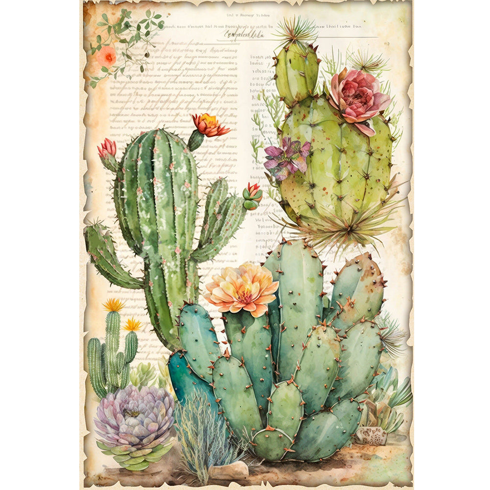 Vintage Poster - Cactus Flower - 11CT Stamped Cross Stitch 40*60CM