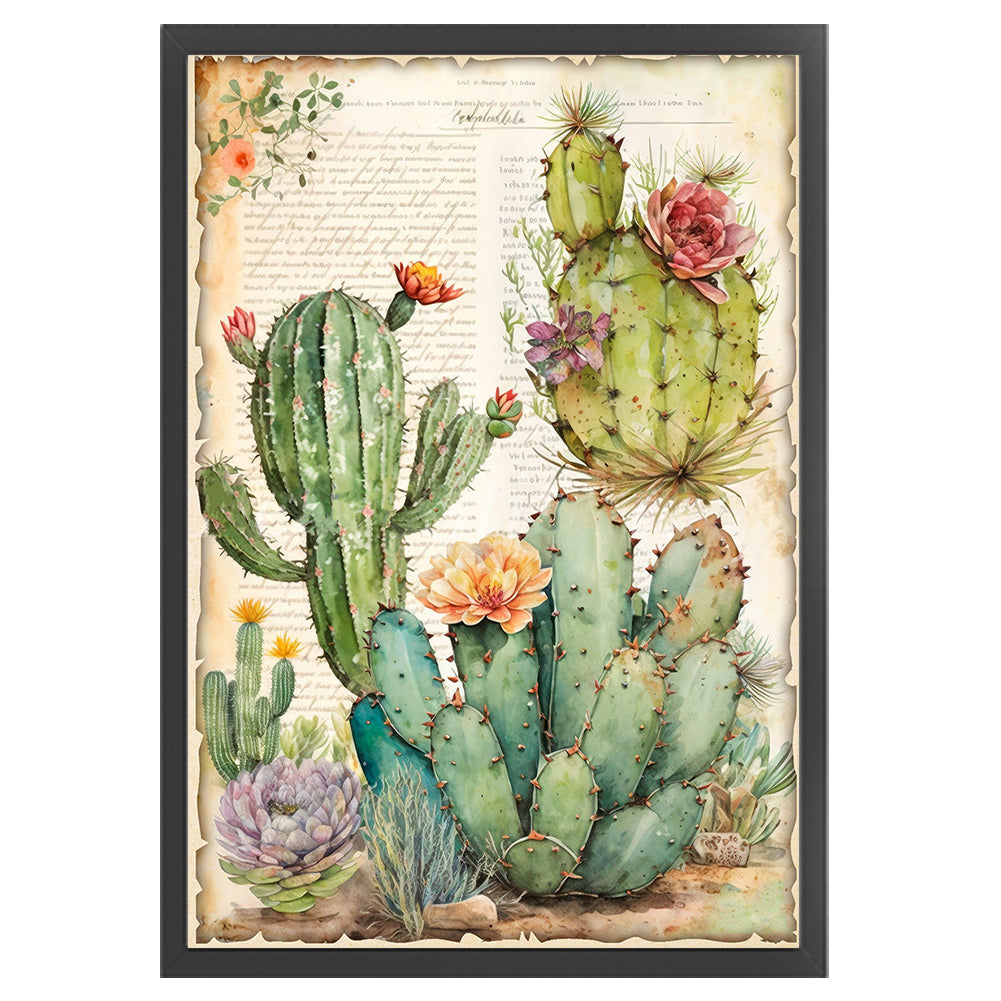 Vintage Poster - Cactus Flower - 11CT Stamped Cross Stitch 40*60CM