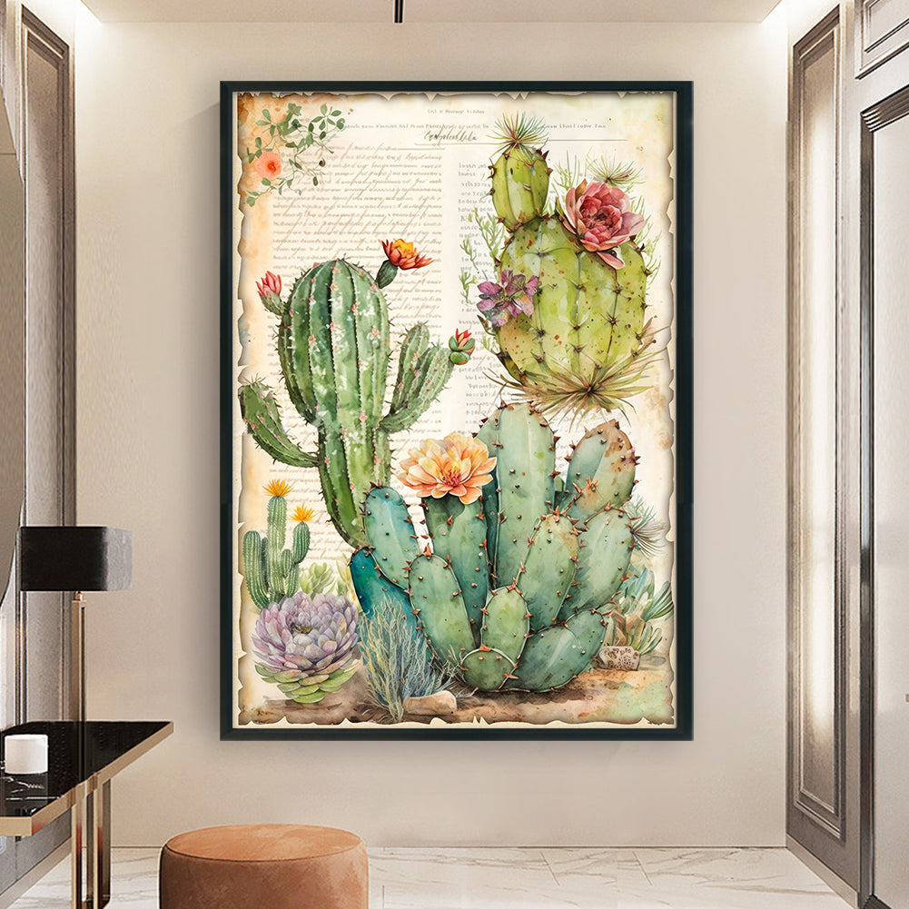 Vintage Poster - Cactus Flower - 11CT Stamped Cross Stitch 40*60CM