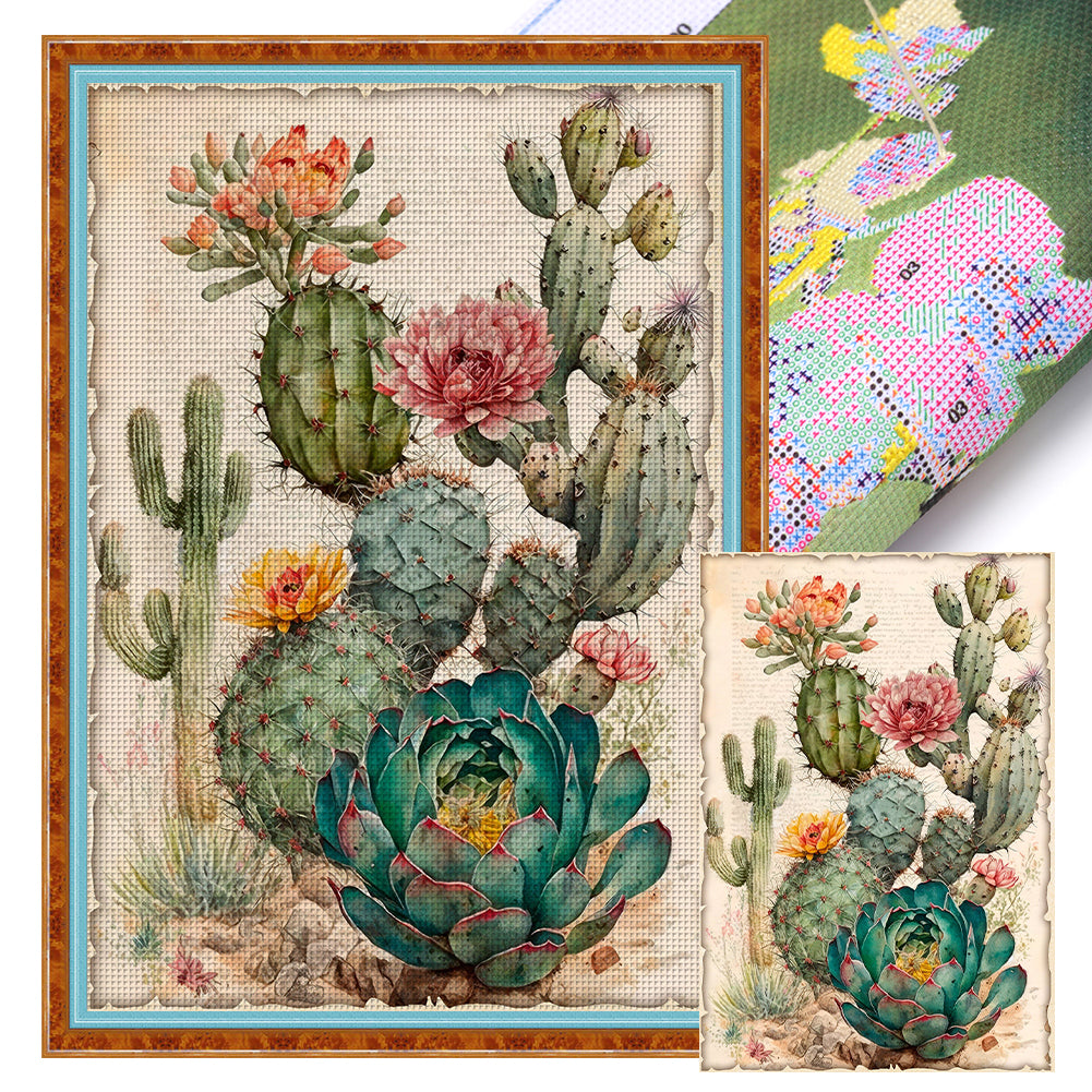 Vintage Poster - Cactus Flower - 11CT Stamped Cross Stitch 40*60CM