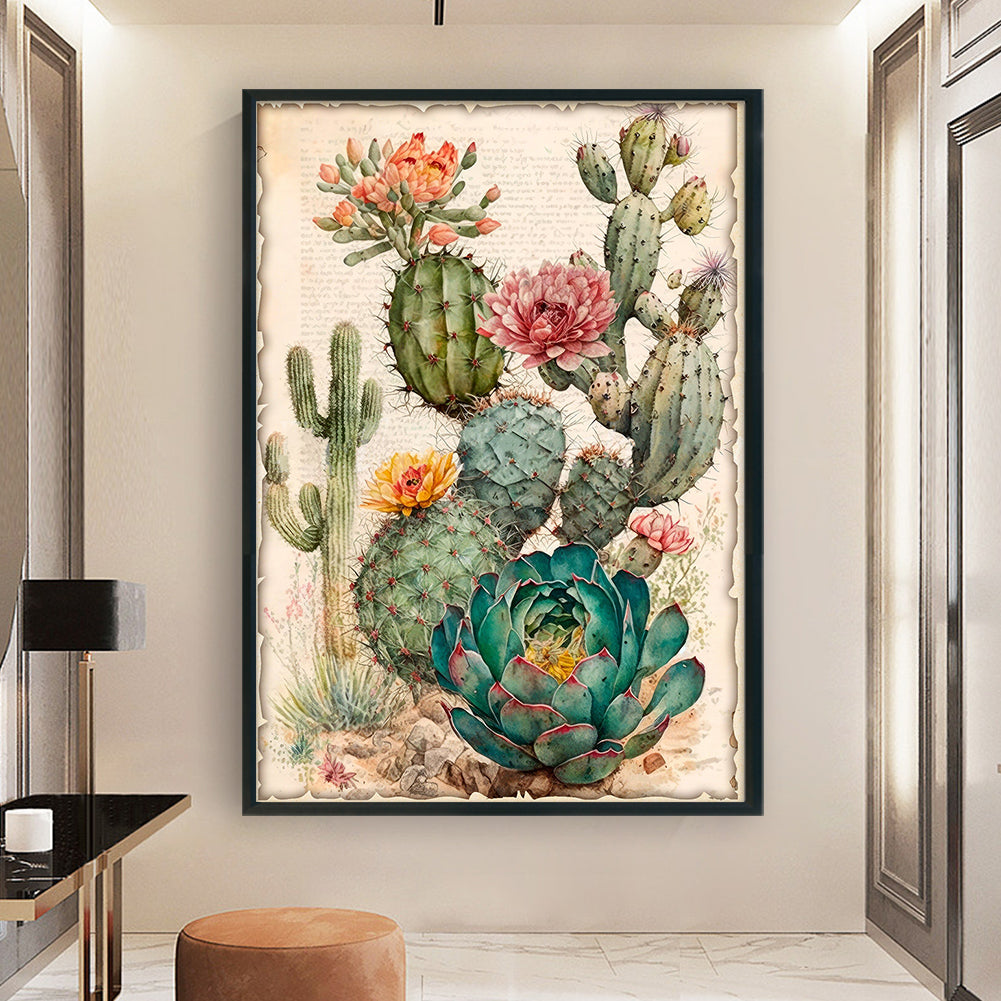 Vintage Poster - Cactus Flower - 11CT Stamped Cross Stitch 40*60CM