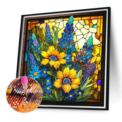 Sunflower Glass Painting - Full Round Drill Diamond Painting 40*40CM