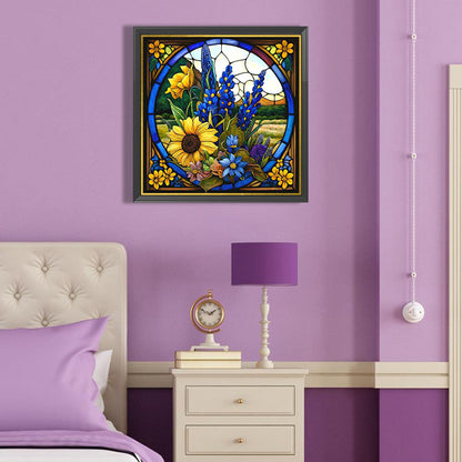 Sunflower Glass Painting - Full Round Drill Diamond Painting 40*40CM