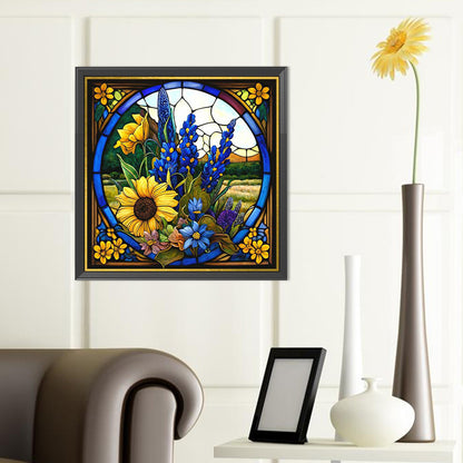 Sunflower Glass Painting - Full Round Drill Diamond Painting 40*40CM