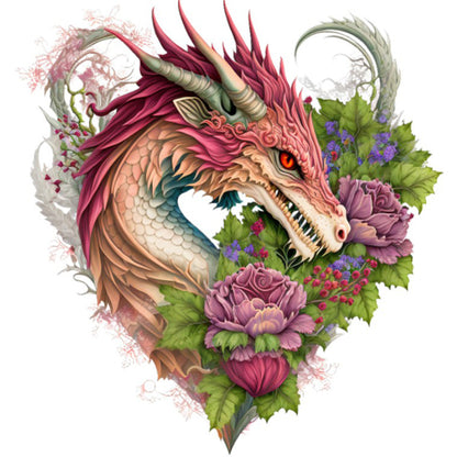 Heart Shaped Flower Pterosaur - 18CT Stamped Cross Stitch 30*30CM