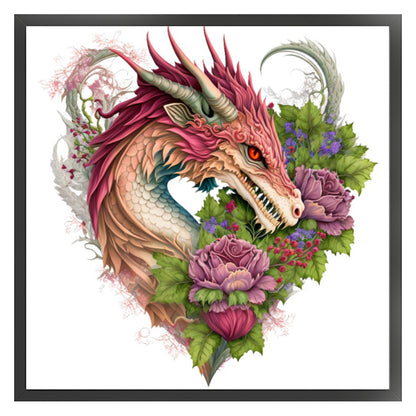 Heart Shaped Flower Pterosaur - 18CT Stamped Cross Stitch 30*30CM