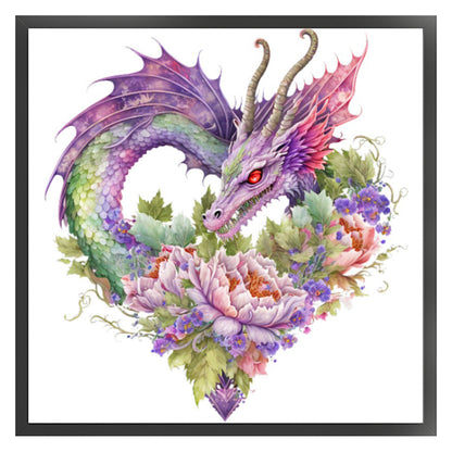 Heart Shaped Flower Pterosaur - 18CT Stamped Cross Stitch 30*30CM
