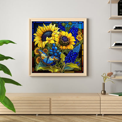 Glass Painting-Sunflower Bush - 11CT Stamped Cross Stitch 40*40CM