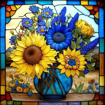 Glass Painting-Sunflower Bush - 11CT Stamped Cross Stitch 40*40CM