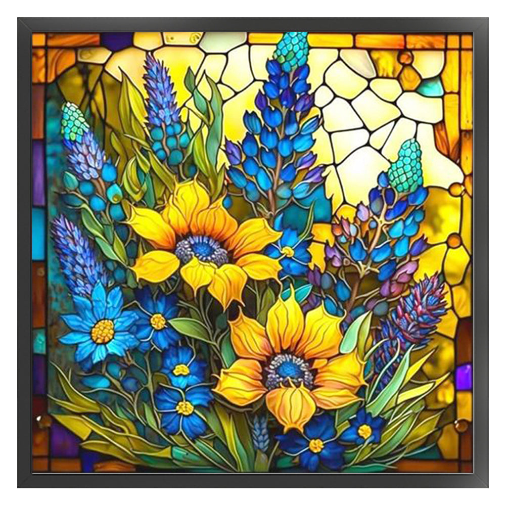 Glass Painting-Sunflower Bush - 11CT Stamped Cross Stitch 40*40CM