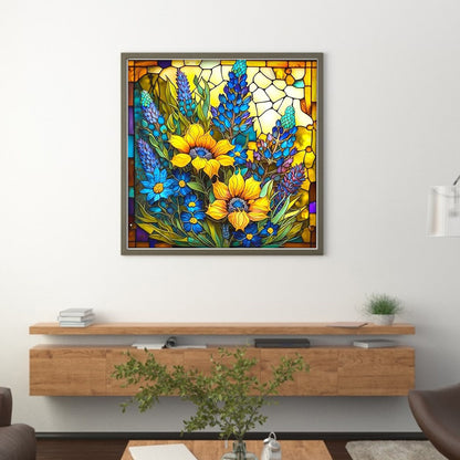 Glass Painting-Sunflower Bush - 11CT Stamped Cross Stitch 40*40CM