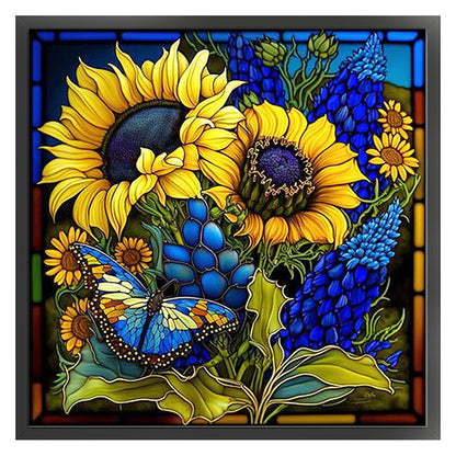 Glass Painting-Sunflower Bush - 11CT Counted Cross Stitch 40*40CM