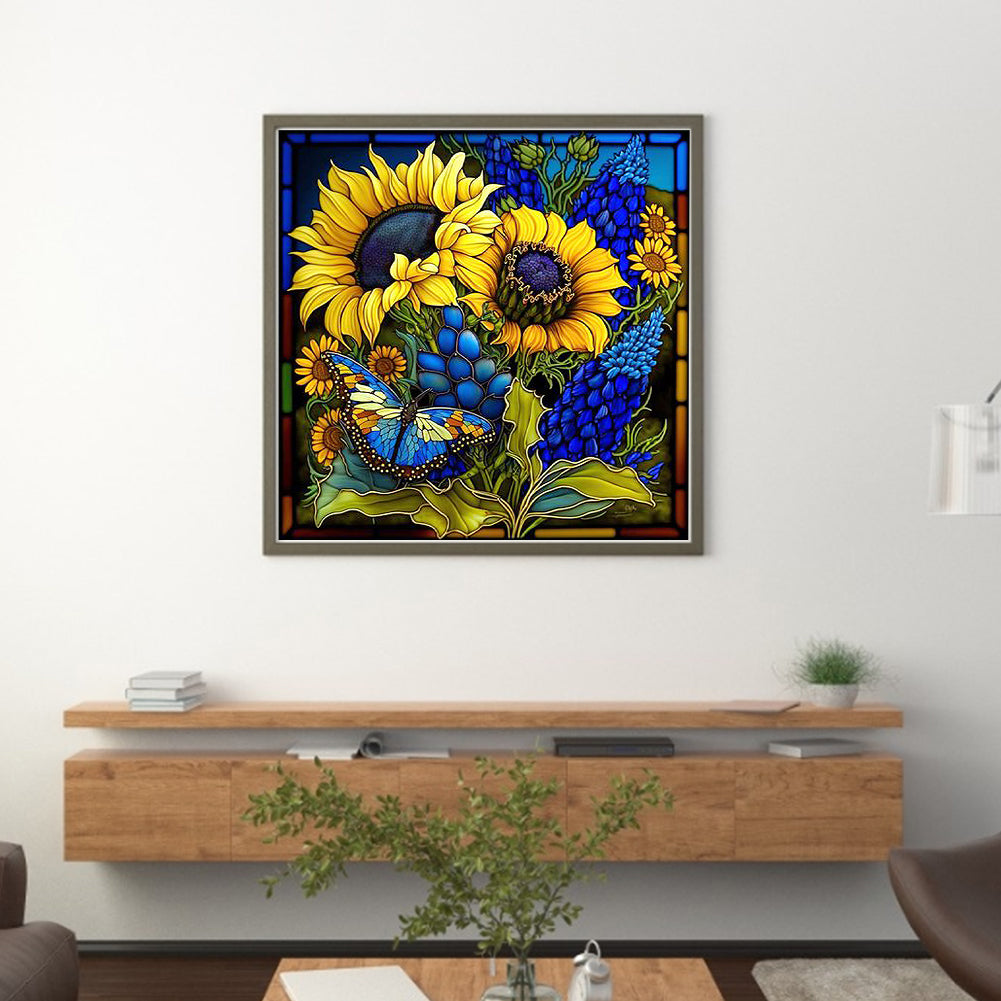 Glass Painting-Sunflower Bush - 11CT Counted Cross Stitch 40*40CM