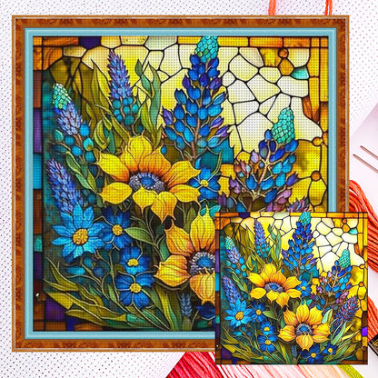 Glass Painting-Sunflower Bush - 11CT Counted Cross Stitch 40*40CM