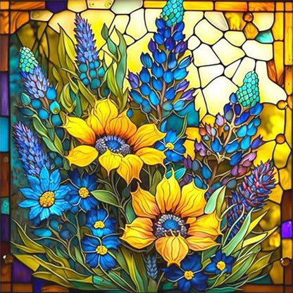 Glass Painting-Sunflower Bush - 11CT Counted Cross Stitch 40*40CM