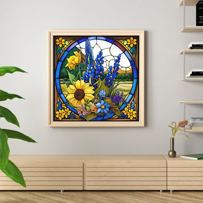 Glass Painting-Sunflower Bush - 11CT Counted Cross Stitch 40*40CM