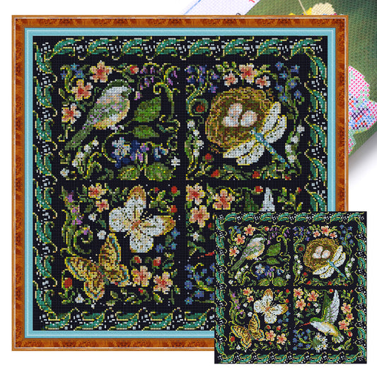 Small Animals And Flowers - 11CT Stamped Cross Stitch 50*50CM