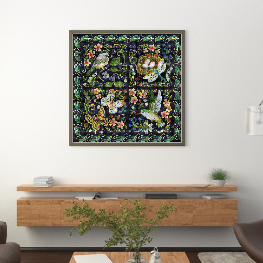 Small Animals And Flowers - 11CT Stamped Cross Stitch 50*50CM