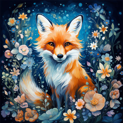 Fox And Flowers - 11CT Stamped Cross Stitch 50*50CM