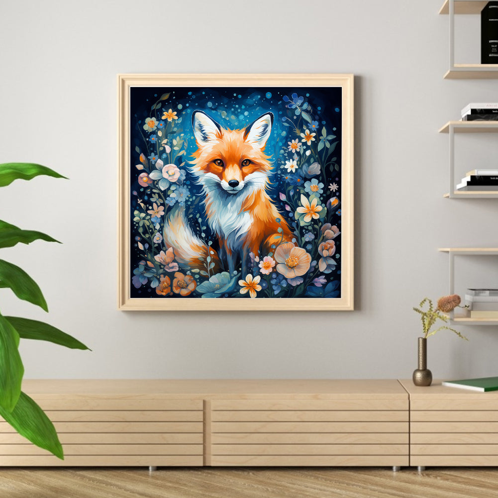 Fox And Flowers - 11CT Stamped Cross Stitch 50*50CM