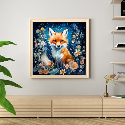 Fox And Flowers - 11CT Stamped Cross Stitch 50*50CM