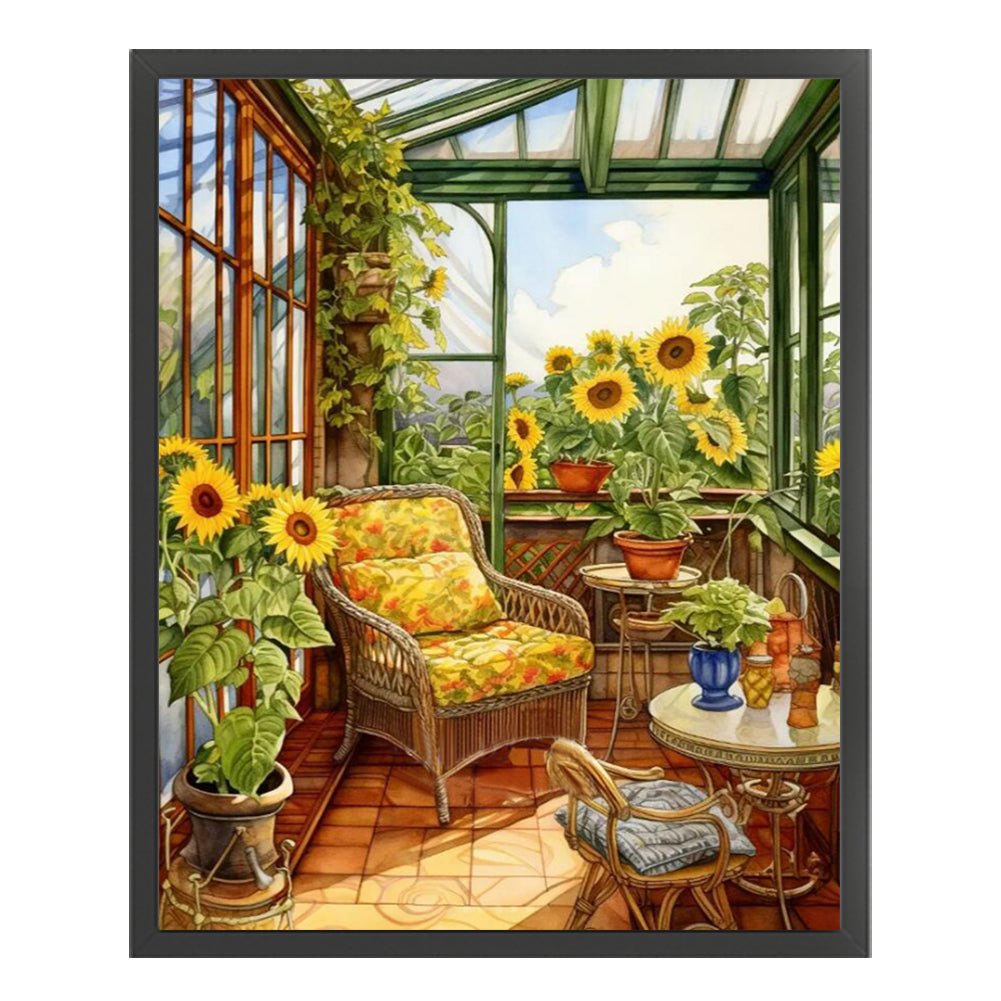 Flower Room - 14CT Stamped Cross Stitch 40*50CM