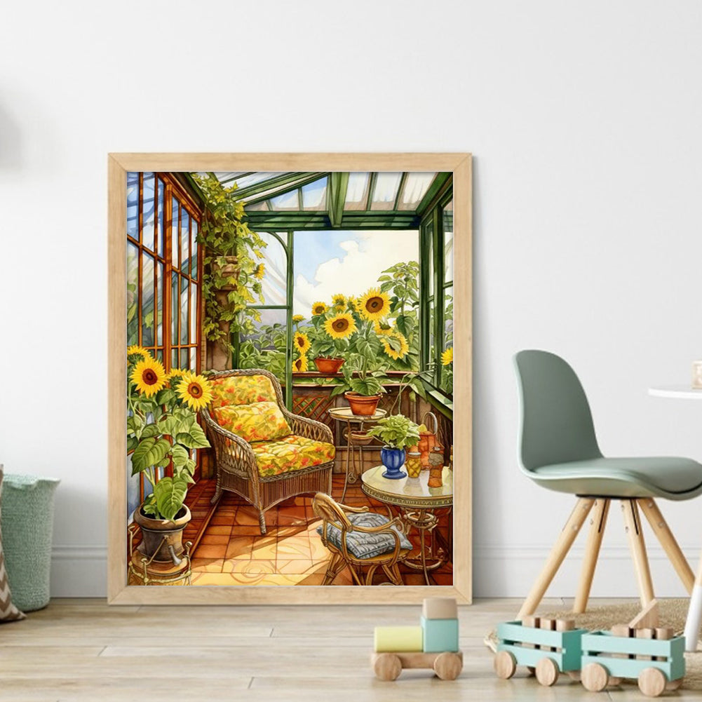 Flower Room - 14CT Stamped Cross Stitch 40*50CM