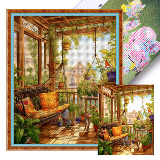 Flower Room - 14CT Stamped Cross Stitch 40*50CM