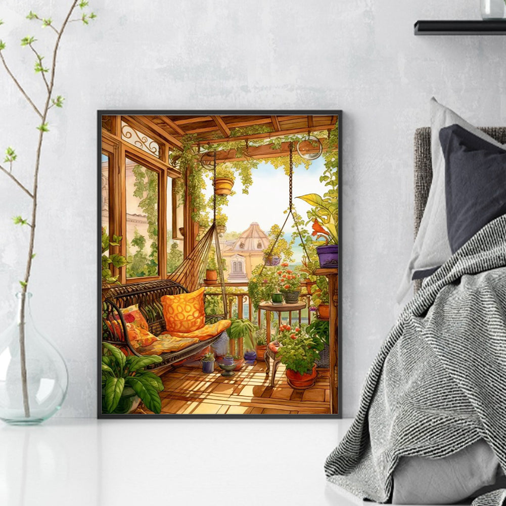 Flower Room - 14CT Stamped Cross Stitch 40*50CM