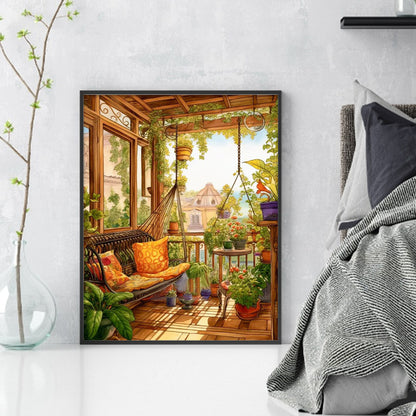 Flower Room - 14CT Stamped Cross Stitch 40*50CM