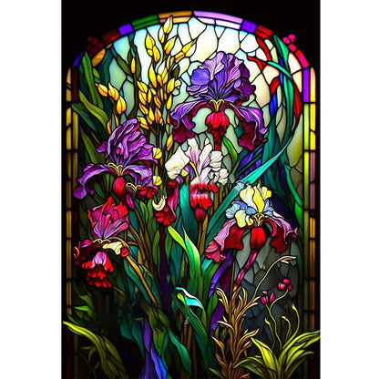 Glass Painting - Iris - 14CT Stamped Cross Stitch 45*65CM