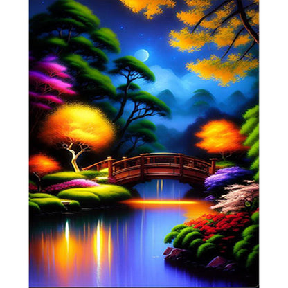 Night Bridge - Full AB Round Drill Diamond Painting 40*50CM