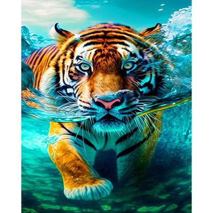 Swimming Tiger - Full AB Round Drill Diamond Painting 40*50CM
