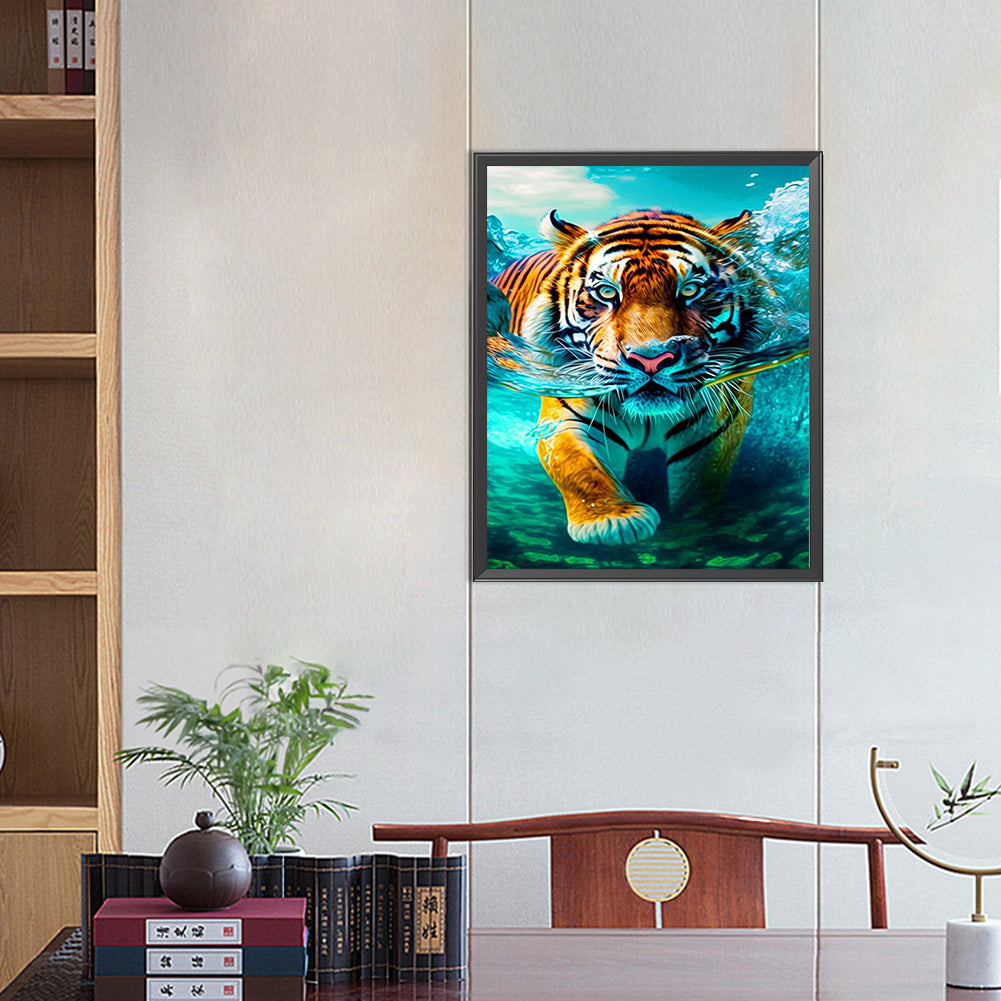 Swimming Tiger - Full AB Round Drill Diamond Painting 40*50CM