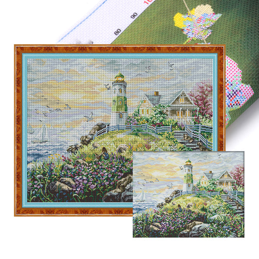 Seaside Lighthouse Five - 14CT Stamped Cross Stitch 57*46CM(Joy Sunday)