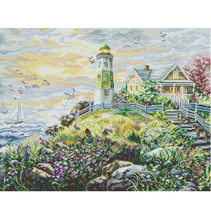 Seaside Lighthouse Five - 14CT Stamped Cross Stitch 57*46CM(Joy Sunday)